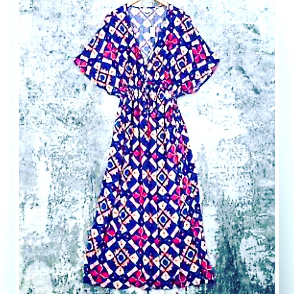 🔥 WORLD MARKET SOFT STRETCHY BOHO TASSEL MAXI DRESS M or L/XL VISCOSE